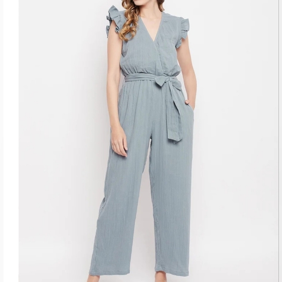 #058 Sz S / Sim & Sam Sleeveless Slate Women's Jumpsuit - Picture 1 of 14